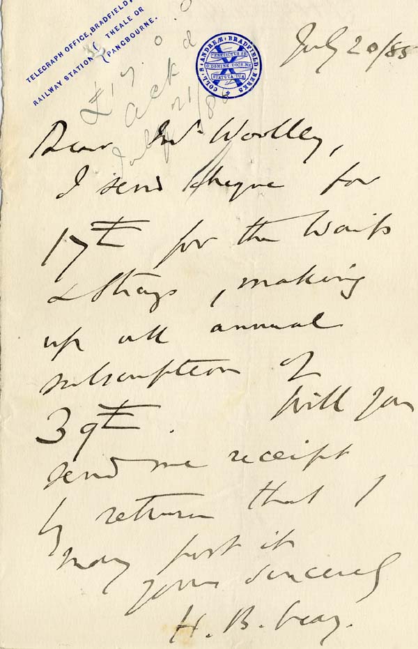 Large size image of Case 2 8. Letter from Helen May  20 July 1885
 page 1