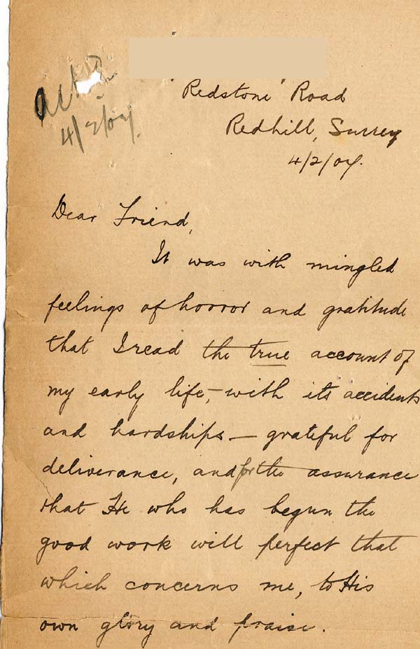 Large size image of Case 2 15. Letter from J.  4 February 1907
 page 1