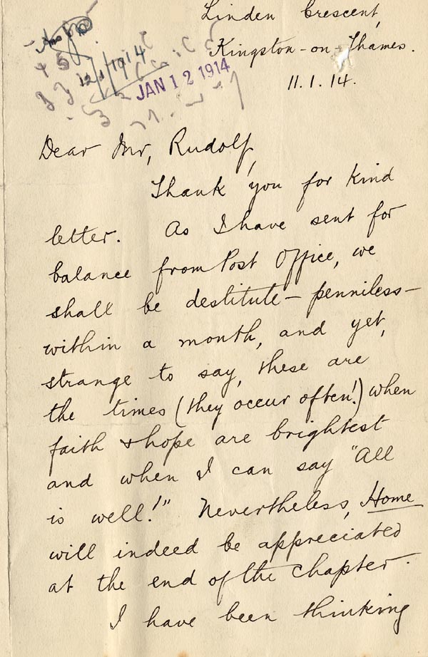 Large size image of Case 2 19. Letter from J.  11 January 1914
 page 1