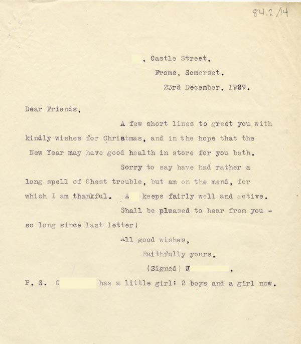 Large size image of Case 2 28. Letter from J.  23 December 1929
 page 1