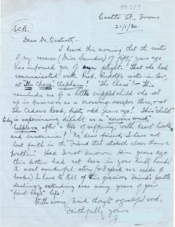 Large size image of Case 2 38. Letter from J.  21 January 1930
 page 1