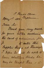 Image of Case 2 6. Letter from Miss S.  1 May 1883
 page 1