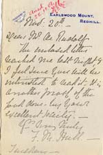 Image of Case 2 12. Letter from Mrs Hull  20 November 1906
 page 1