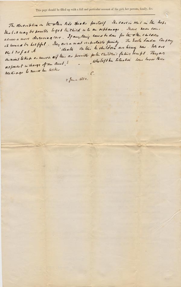 Large size image of Case 49 1. Application to Waifs and Strays' Society  3 June 1882
 page 2