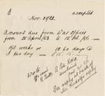 Image of Case 86 5. Receipt from War Office 21 October 1886
 page 1