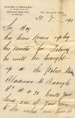 Image of Case 89 3. Letter from the Jersey Home for Working Lads 31 July 1890
 page 1