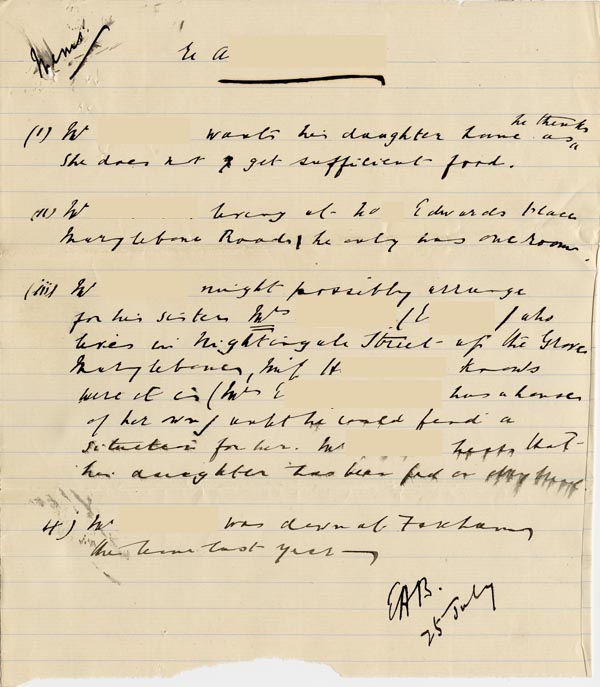Large size image of Case 175 3. Memo from Revd Edward Rudolf  25 July 1887
 page 1