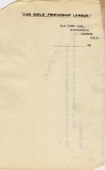 Image of Case 189 12. Note for The Old Girls Friendship League c. 1931
 page 1
