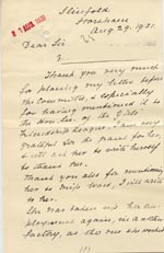 Image of Case 189 13. Letter from Miss J. 29 August 1931
 page 1