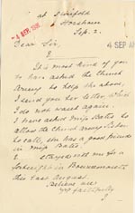 Image of Case 189 18. Letter from Miss J. 2 September 1931
 page 1