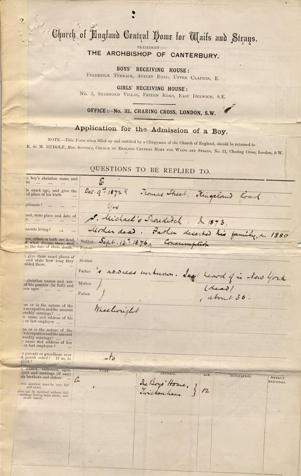 Large size image of Case 201 1. Application to Waifs and Strays' Society 23 July 1883 
 page 1