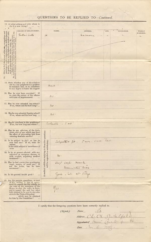 Large size image of Case 224 1. Application to Waifs and Strays' Society 16 April 1883
 page 2