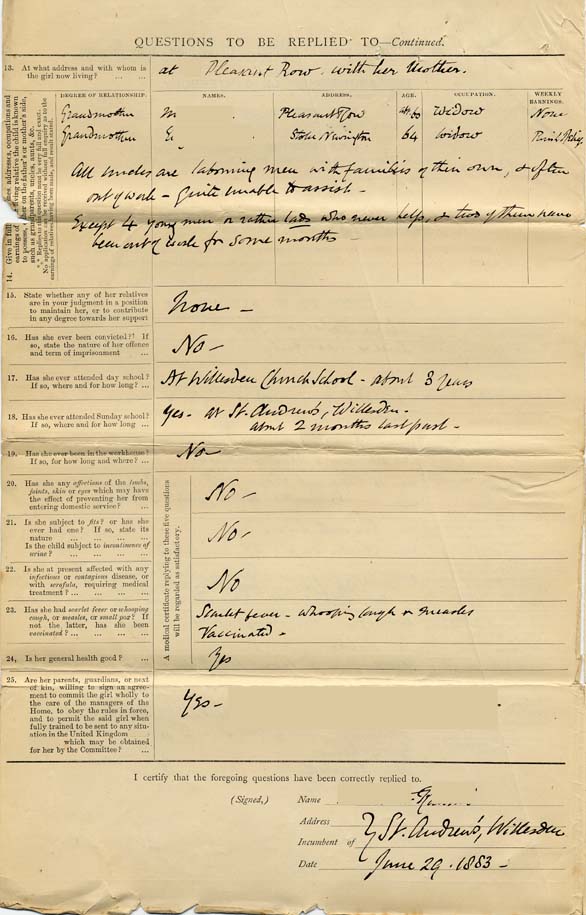 Large size image of Case 239 2. Application to Waifs and Strays' Society for E.  29 June 1883
 page 2