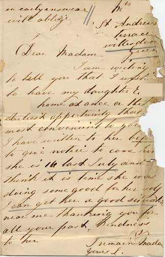 Large size image of Case 239 5. Letter from E's mother with note from Fareham Home attached  [January 1888]
 page 1