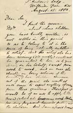 Image of Case 240 3. Letter from the Curate of St Andrew, Willesden concerning the family's finances  15 August 1883
 page 1