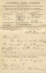 Image of Case 240 6. Letter from Fareham Home to the Revd Edward Rudolf enclosing letter about E. losing her situation  13 December 1888
 page 1