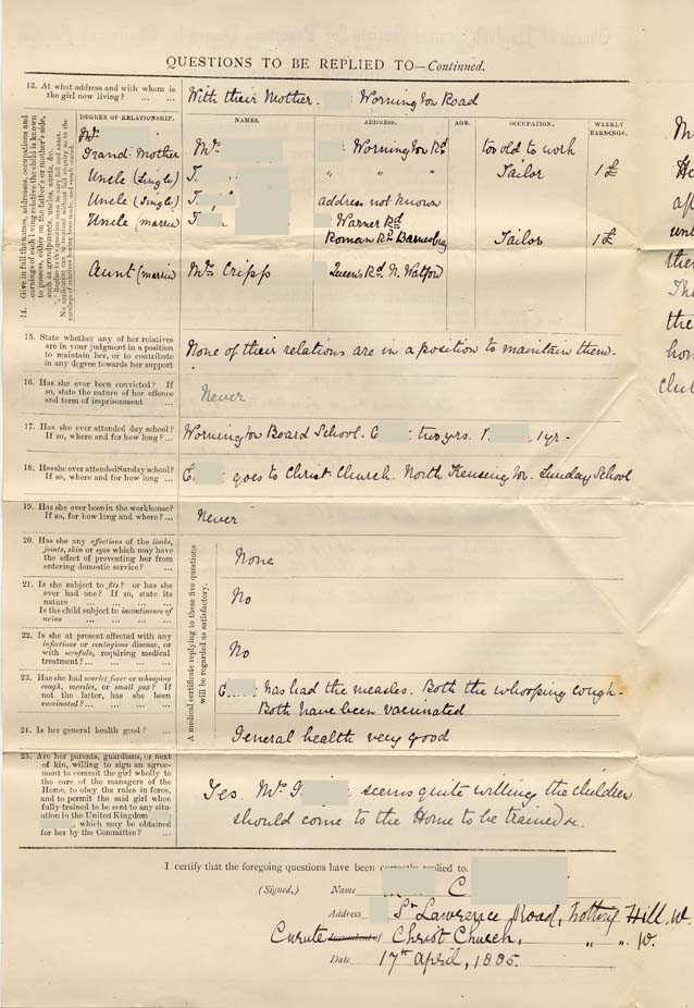 Large size image of Case 477 1. Application to Waifs and Strays' Society  17 April 1885
 page 2