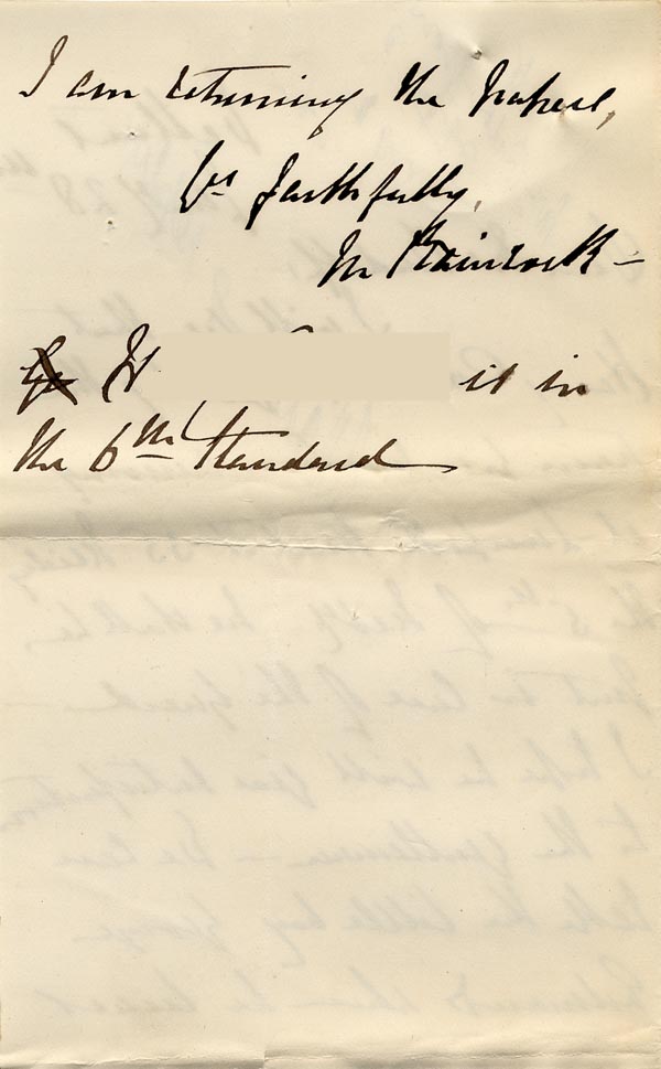 Large size image of Case 485 8. Letter arranging H's travel on 5 February  28 January 1892
 page 2