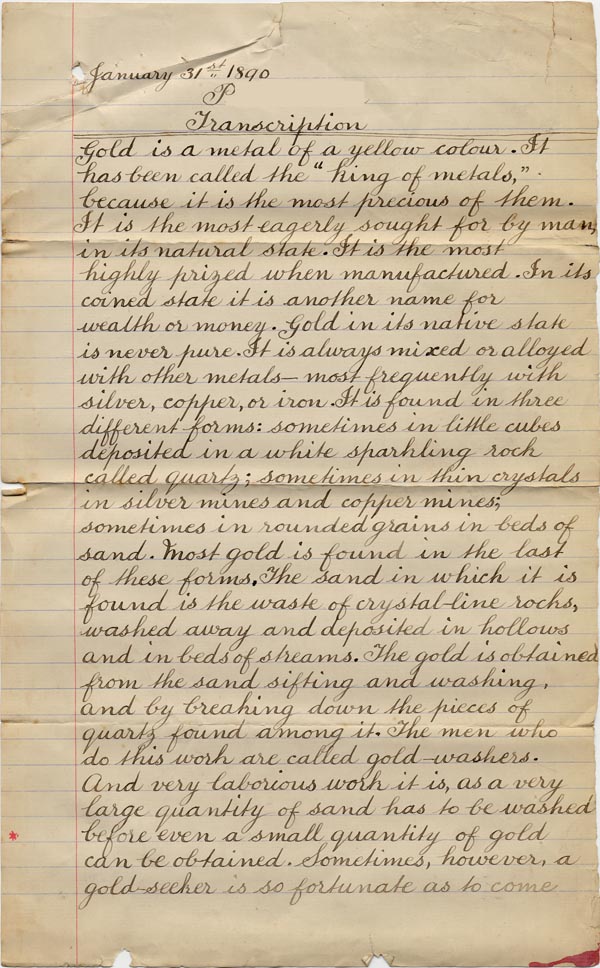 Large size image of Case 512 6. Specimen of P's handwriting 31 January 1890
 page 1