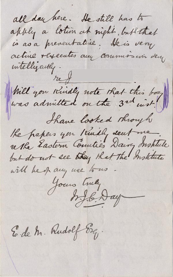 Large size image of Case 512 7. Letter from Standon Home 5 February 1890
 page 2
