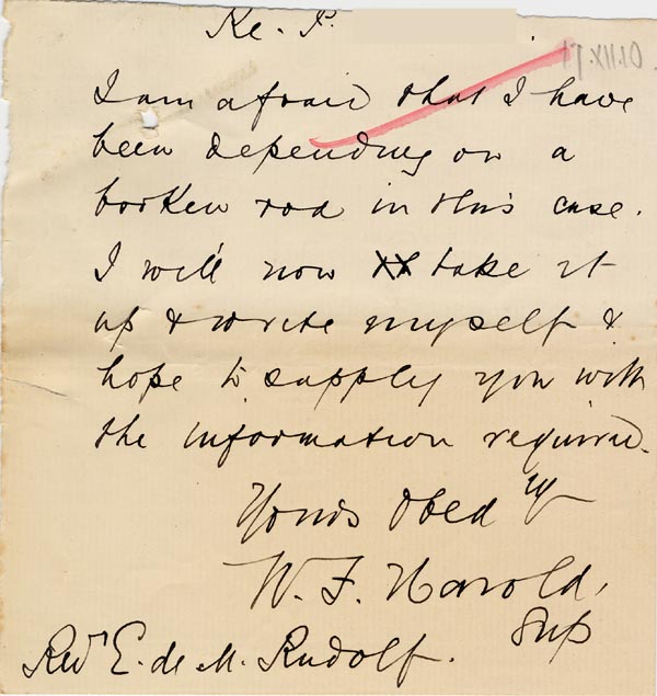 Large size image of Case 512 16. Letter from Supt W.F. Harold, Standon Home 17 December 1910
 page 1