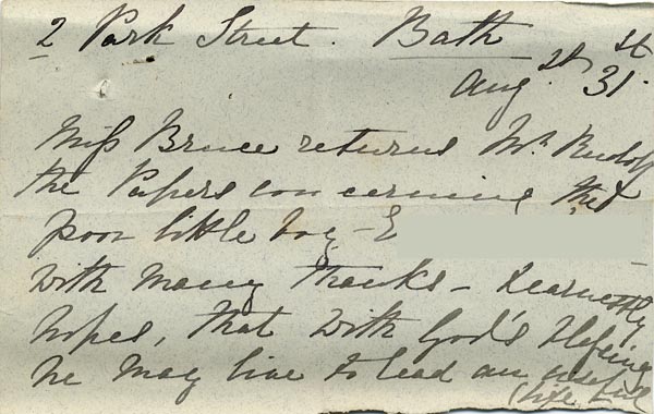 Large size image of Case 517 3. Note from Miss M.S. Bruce  31 August 1885
 page 2