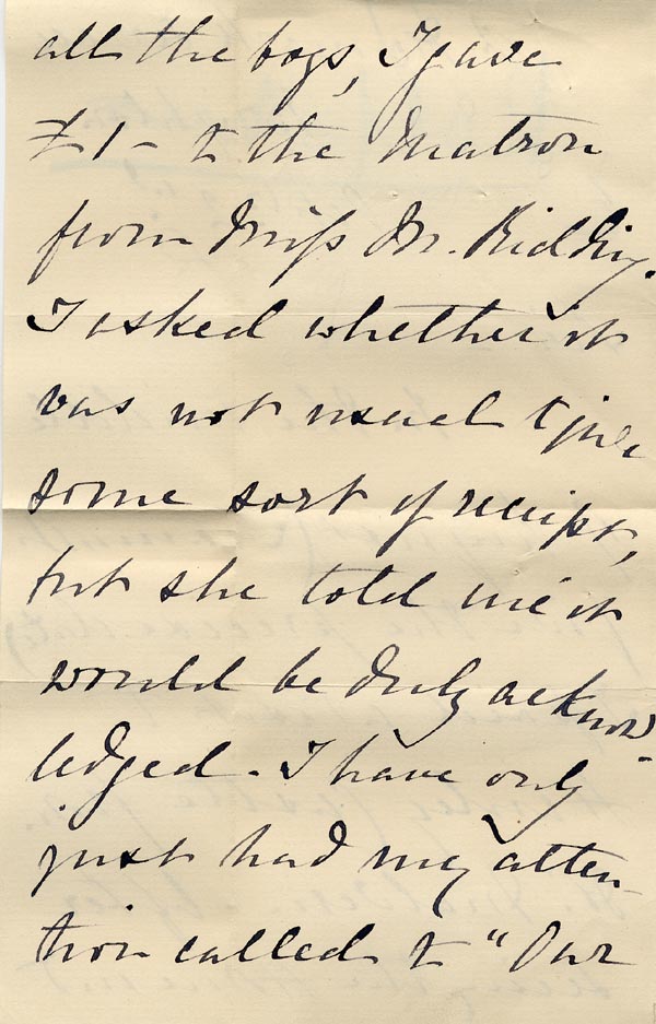 Large size image of Case 517 8. Letter from B.M. Rolfe concerning money  2 October 18??  [This letter may relate to another case]
 page 2