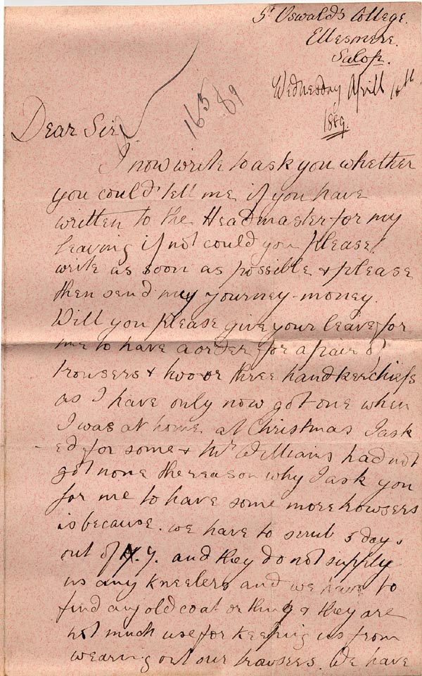 Large size image of Case 517 21. Letter from E.  April 1889
 page 1