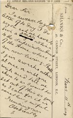 Image of Case 517 27. Postcard from E. 11 November 1889
 page 2