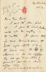 Image of Case 542 2. Letter from Revd B. enclosing the completed form  4 October 1885
 page 1