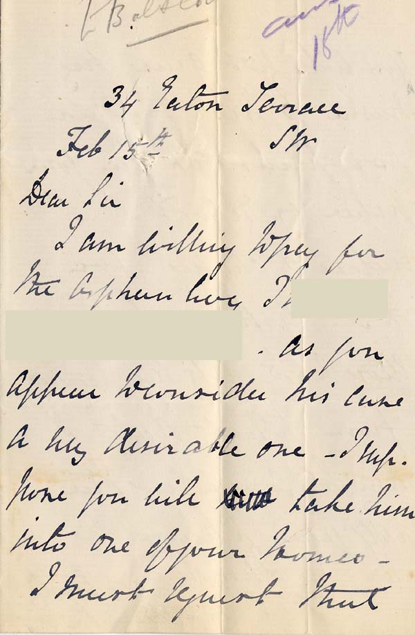Large size image of Case 588 3. Letter from F. Brodrick  15 February [1886] 
 page 1