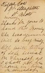 Image of Case 749 3. Postcard from Miss T. about arrangements for A's arrival  16 August 1886
 page 2