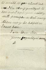 Image of Case 795 7. Letter from A. thanking Revd Edward Rudolf for the certificate  21 April 1899
 page 2