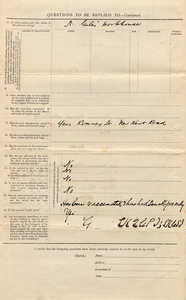 Large size image of Case 807 1. Application to Waifs and Strays' Society 4 October 1886
 page 2