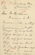 Image of Case 866 7. Letter from Miss Grainger suggesting C.  5 January 1888
 page 1