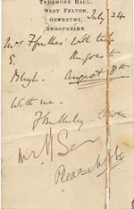 Image of Case 940 5. Postcard from Tedsmore Hall, Shropshire to Edward Rudolf  24 July 1894
 page 2