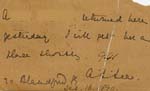 Image of Case 941 10. Card acknowledging A's arrival at 20 Blandford Square  16 September 1890
 page 2