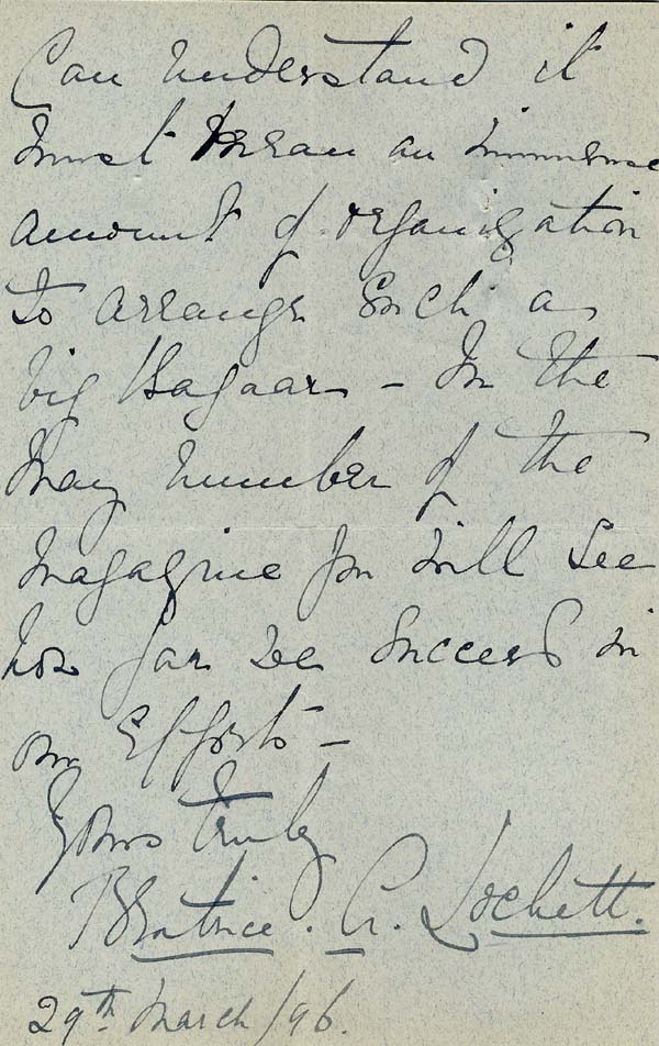 Large size image of Case 942 27. Letter from Beatrice Lockett in Liverpool.  This may have been misfiled, it does not seem to belong to this case  29 March 1896
 page 3