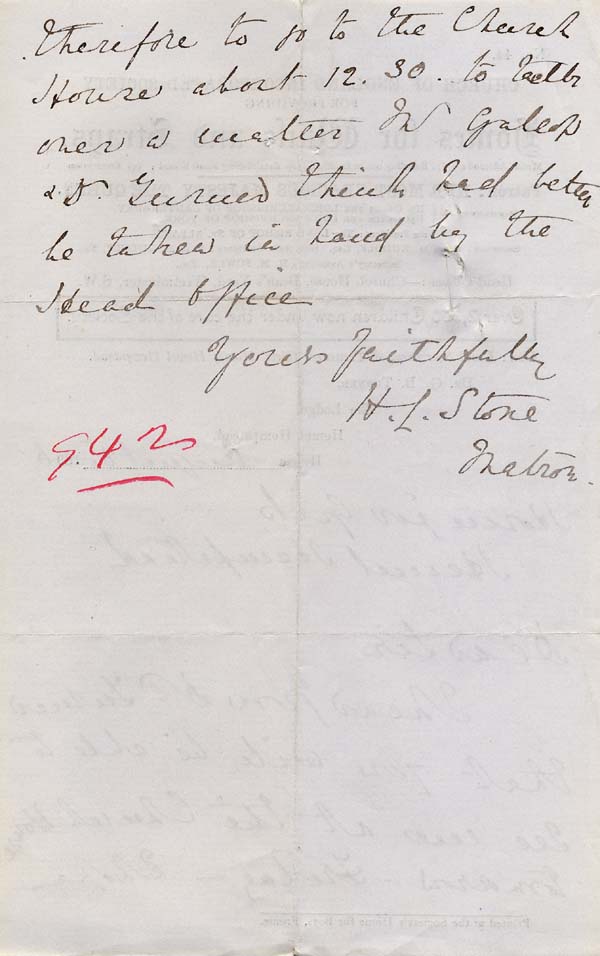Large size image of Case 942 29. Letter from Hemel Hempstead arranging a meeting with Revd Edward Rudolf at Church House  5 August 1896
 page 2
