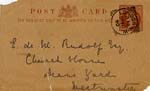 Image of Case 942 10. Card acknowledging A's arrival at 20 Blandford Square  16 September 1890
 page 1