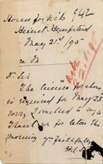 Image of Case 942 19. Card about license for M.  21 May 1895
 page 2