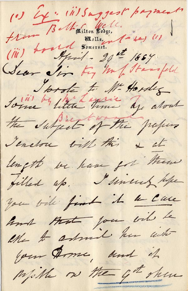 Large size image of Case 1024 4. Letter from Mrs Thompson  29 April 1887
 page 1
