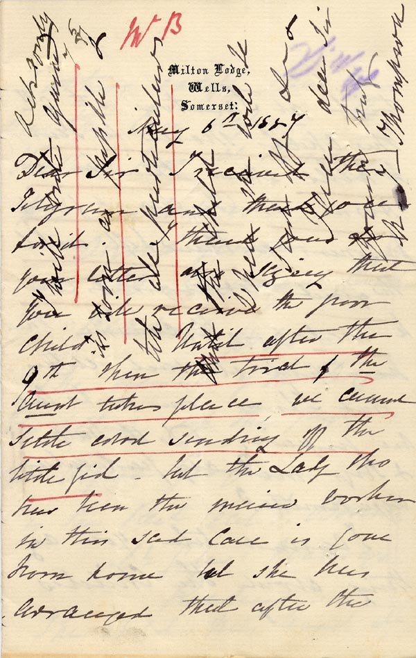 Large size image of Case 1024 5. Letter from Mrs Thompson  6 May 1887
 page 1