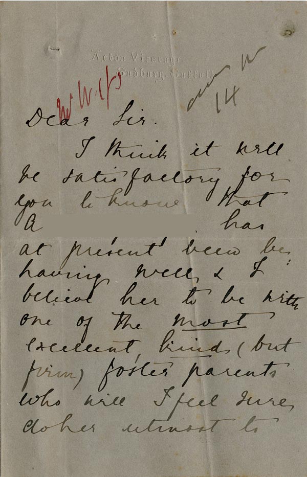 Large size image of Case 1024 15. Letter from Revd Leakey   c. late 1887
 page 1