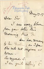 Image of Case 1024 9. Letter from Miss Blair  27 May 1887
 page 1
