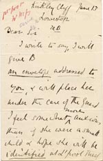 Image of Case 1047 3. Letter regarding B's travel to the home  13 June 1887
 page 1