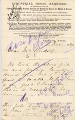 Image of Case 1047 7. Letter from Miss Gittens, Industrial Home, Fareham  5 November 1889
 page 1