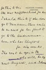Image of Case 1106 2. Excerpt of letter from Hillingdon vicarage c. early 1891
 page 1