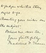 Image of Case 1106 2. Excerpt of letter from Hillingdon vicarage c. early 1891
 page 4