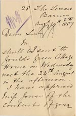 Image of Case 1106 5. Letter from the Barnes Ladies Association 19 August 1887
 page 1